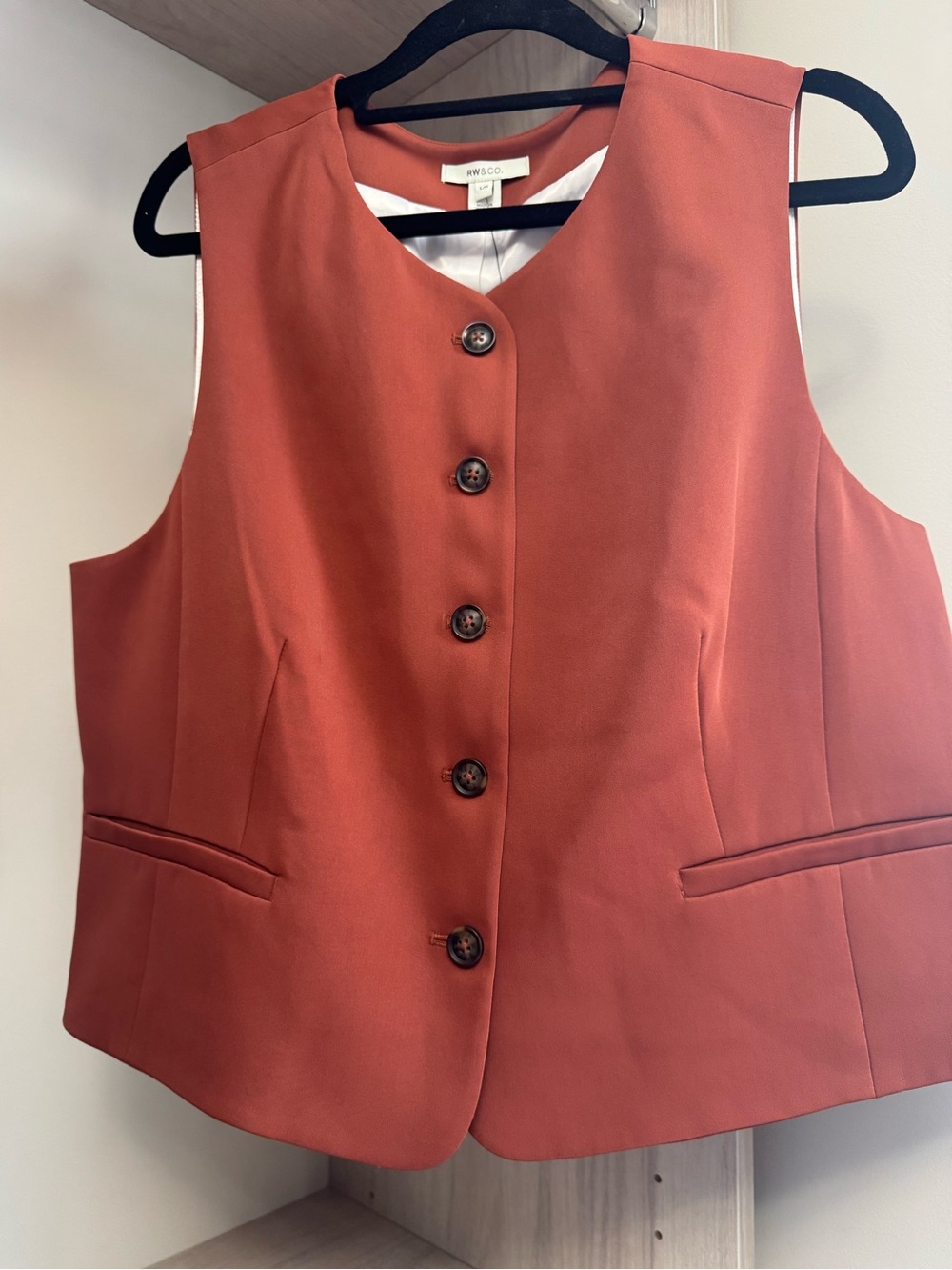 RW&CO. Rust Orange V-Neck Sleeveless Vest